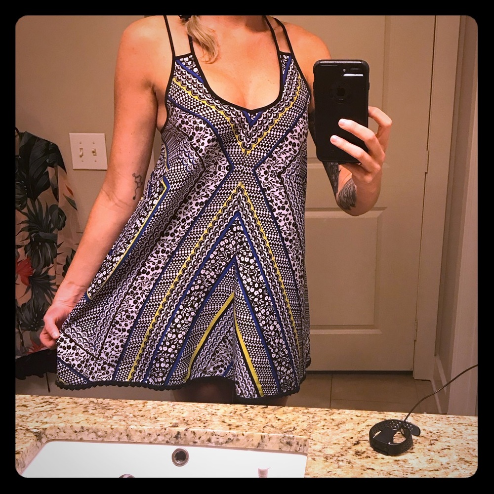 Blue, White, Yellow and Black Racer Back Dress